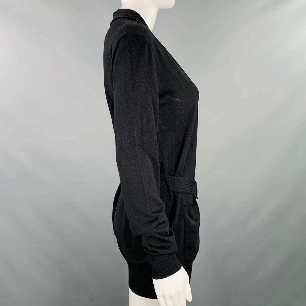 JEAN PAUL GAULTIER Black Knit V-Neck Belted Pullover - Picture 3 of 5